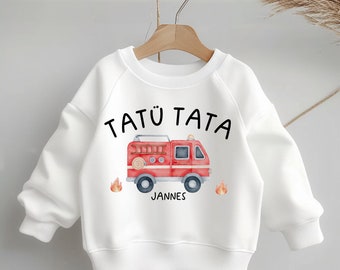 Pullover sweatshirt trui gepersonaliseerde kindertrui babytrui brandweer brandweerwagen gepersonaliseerd
