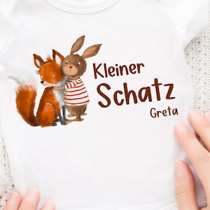 Opstrijkpatch voor kleurrijke stoffen met gewenste naam voor kleurrijke en witte stoffen gepersonaliseerd schatje konijntje vos babybody