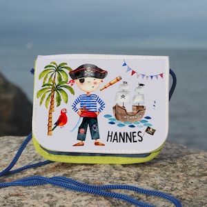 Neck bag for children with name wallet purse pirate pirate ship