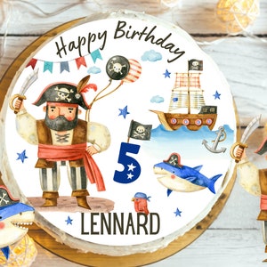 Cake topper fondant birthday child sugar picture girl boy pirate pirate ship pirate birthday