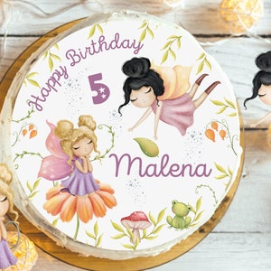 Cake topper fondant anniversaire enfant sucre image fille garçon fée elfe