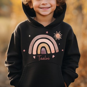 Sudadera con capucha personalizada con nombre suéter infantil sudadera con capucha arco iris rosa