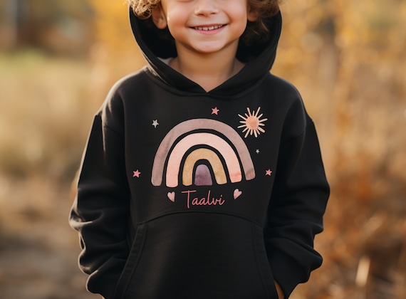 Black hoodie with rainbow writing deals