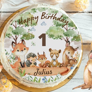 Tortenaufleger Fondant Geburtstag Kind Zuckerbild Mädchen Junge Waldtiere Waldtiergeburtstag Fuchs Reh