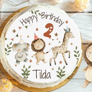 Cake Topper Fondant Birthday Child Sugar Image Girl Boy Lion Elephant Jungle