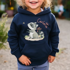 Hoodie personalized children&#39;s sweater hoodie raccoon forest animals bumblebee