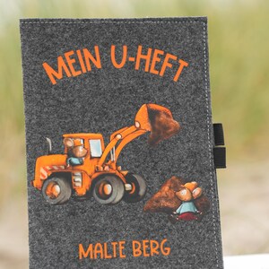 Cover U booklet personalized with name felt examination booklet U booklet cover with name gift baptism gift birth cover U booklet excavator