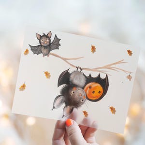 Bat Autumn Iron-On Patch – Children's Shirt Iron-On Patch for Halloween, Lantern Festival & Forest Animal Outfits