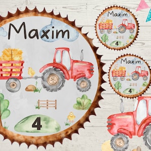 Muffin topper cupcake muffin muffins fondant birthday child sugar picture girl boy tractor tractor