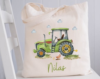 Sports bag gym bag jute bag jute bag with name bag for change of laundry personalized tractor tractor farm green
