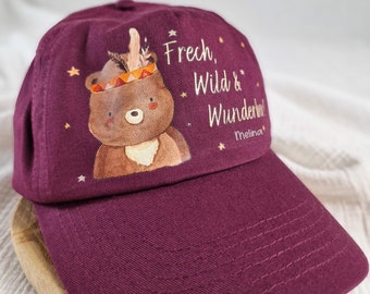 Gorra Infantil Personalizada con Nombre Protección Solar Cheeky Wild Wonderful Bear Boho