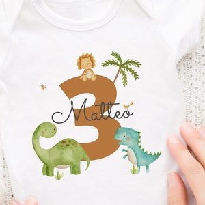 Iron-on image with desired name and age personalized birthday shirt dinosaur dino T-Rex