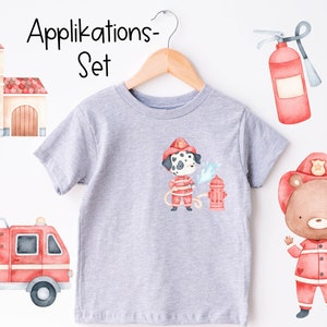 Set iron-on application for refining shirts pants clothing DTF print application fire brigade fire engine fireman