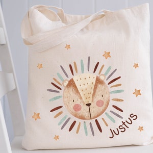 Sac de sport, sac de sport, sac en jute, sac en jute avec nom, sac à linge personnalisé, lion, bohème, animaux de la jungle