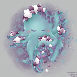 Cassoliv Octopus fabric coupon in Oeko-tex cotton poplin 129g/m2