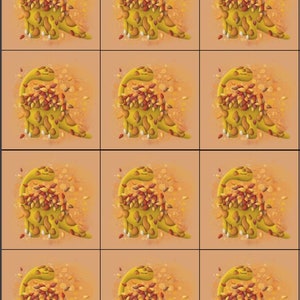Cassoliv Dinosaur fabric panel of 12 or 24 squares of 12x12cm for washable wipes