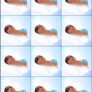 Cassoliv fabric panel Baby boy afro of 12 or 24 squares of 12x12cm for washable wipes