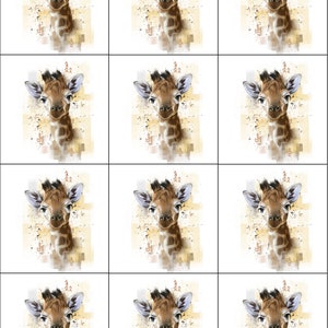 Cassoliv Giraffe fabric panel of 12 or 24 squares of 12x12cm for washable wipes