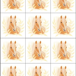Cassoliv Horse fabric panel of 12 or 24 squares of 12x12cm for washable wipes