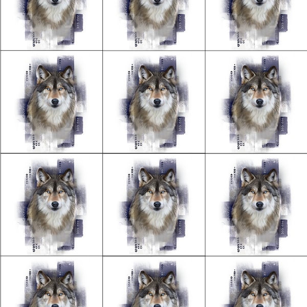 Cassoliv Wolf fabric panel of 12 or 24 squares of 12x12cm for washable wipes