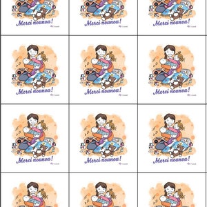 Cassoliv fabric panel "Thank you nanny" of 12 or 24 squares of 12x12cm for washable wipes