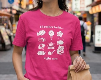 Camiseta "Preferiría estar en Japón ahora mismo", para amantes de Japón, para amantes de los viajes, para vacaciones en Japón