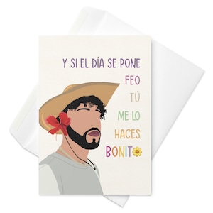 Me Fui De Vacaciones Lyrics Card / Bad Bunny Card / Y Si El Dia Se Pone Feo Me Lo Haces Bonito /Carta per lui, Carta per lei, Carta per sorella