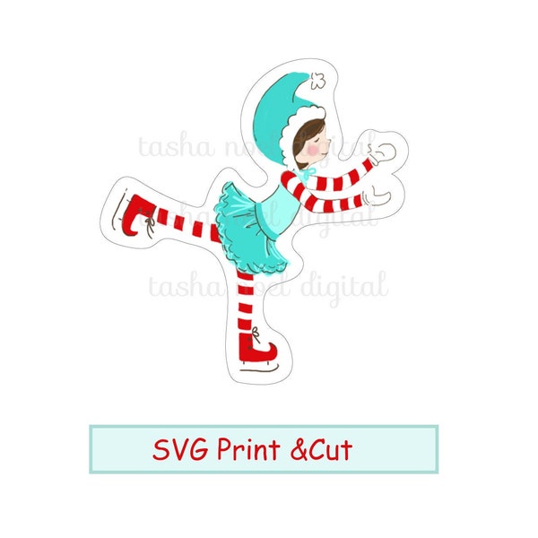 Winter Pixie SVG Print & Cut file, Winter SVG, Ice Skating Girl, Ice Skating SVG, Digital Winter Girl
