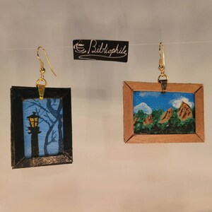 Hand Painted Canvas Earrings with Frame (customizable)