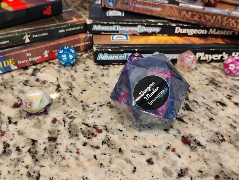 D&D D20 Soap with Hidden 7-Piece Dice Set | RPG Gamer Gift | Handmade Class-Scented Soap image 9