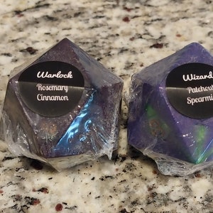 D&D D20 Soap with Hidden 7-Piece Dice Set | RPG Gamer Gift | Handmade Class-Scented Soap image 5