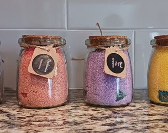 D&D Bath Salt Set of (4) with Hidden 7-Piece Dice Set: Hidden Dice, RPG Gamer Gift, Class-Scented