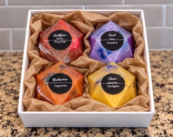 D20 Dice Soap Gift Set of 4: Hidden Dice, D&D RPG Gamer Gift