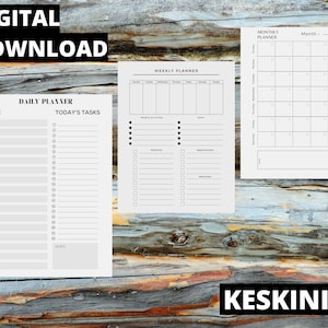 Daily Planner, Weekly Planner, Monthly Planner, Printable Planner, Planner set, Instant Download, Letter size
