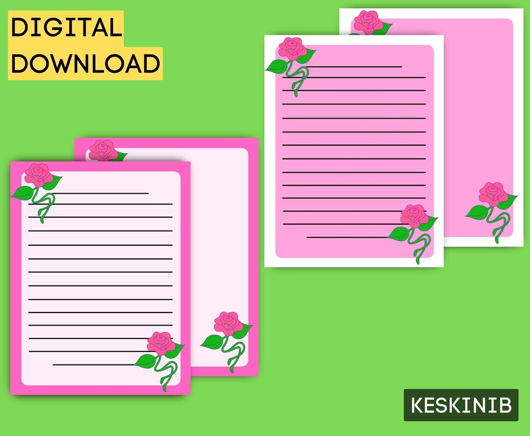 Printable Stationery Set US Letter Size PDF Instant Download Etsy