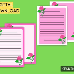 Floral Stationery Set: US Letter Printable Note Pages (PDF)