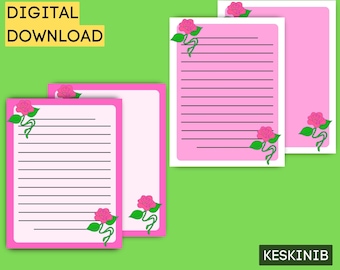 Blumenbriefpapier Set: US Letter druckbare Notizseiten (PDF)