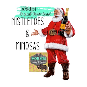 Vischio e mimose Santa png, immagine digitale, Sublimazione PNG
