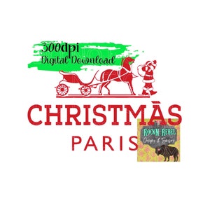 Christmas Paris Red Digital png, digital image, Sublimation PNG