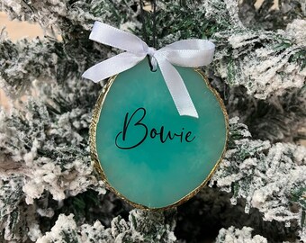 Christmas Ornament, Christmas Resin Ornament Personalised Ornament, Personalised Bauble, Christmas Decor, Agate Decor, Resin, Agate Resin