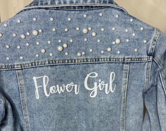 Kids Pearl Denim Jacket, Mummy and Me, Girls jacket, Wedding Jacket, Kids Jacket, Matching Jackets, Pearl Jacket, Wedding Jacket,Flower Girl