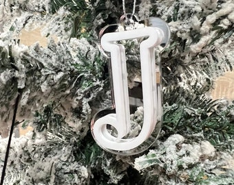 Acrylic letter, Acrylic Christmas ornament, Christmas tree ornament, Acrylic initial, Christmas present tag, gifts