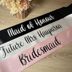 Bride Sash, Premium satin ribbon sash, Bridal Party Sashes, Bridesmaid, Maid of Honour, Hens party image 7