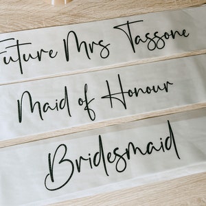 Bride Sash, Premium satin ribbon sash, Bridal Party Sashes, Bridesmaid, Maid of Honour, Hens party image 5