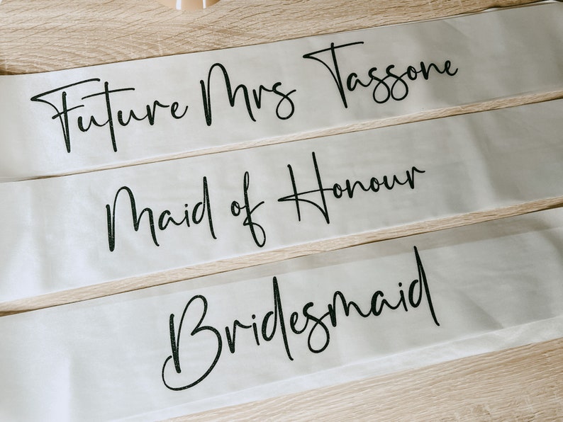 Bride Sash, Premium satin ribbon sash, Bridal Party Sashes, Bridesmaid, Maid of Honour, Hens party image 5