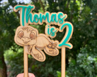 Turtle cake topper, custom cake topper, cake topper, under the sea, turtle theme, turtle cake, turtle topper, ocean theme, turtle party