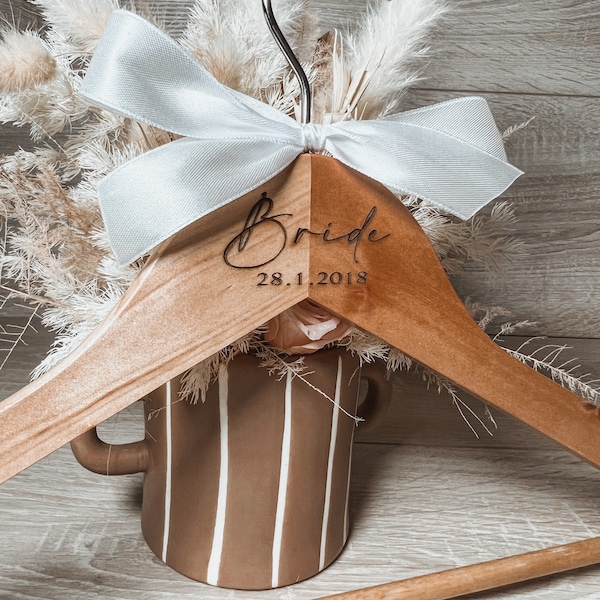 Wedding Personalised Wood Coat Hangers, Bride, Groom, Dress hanger, engraved hanger