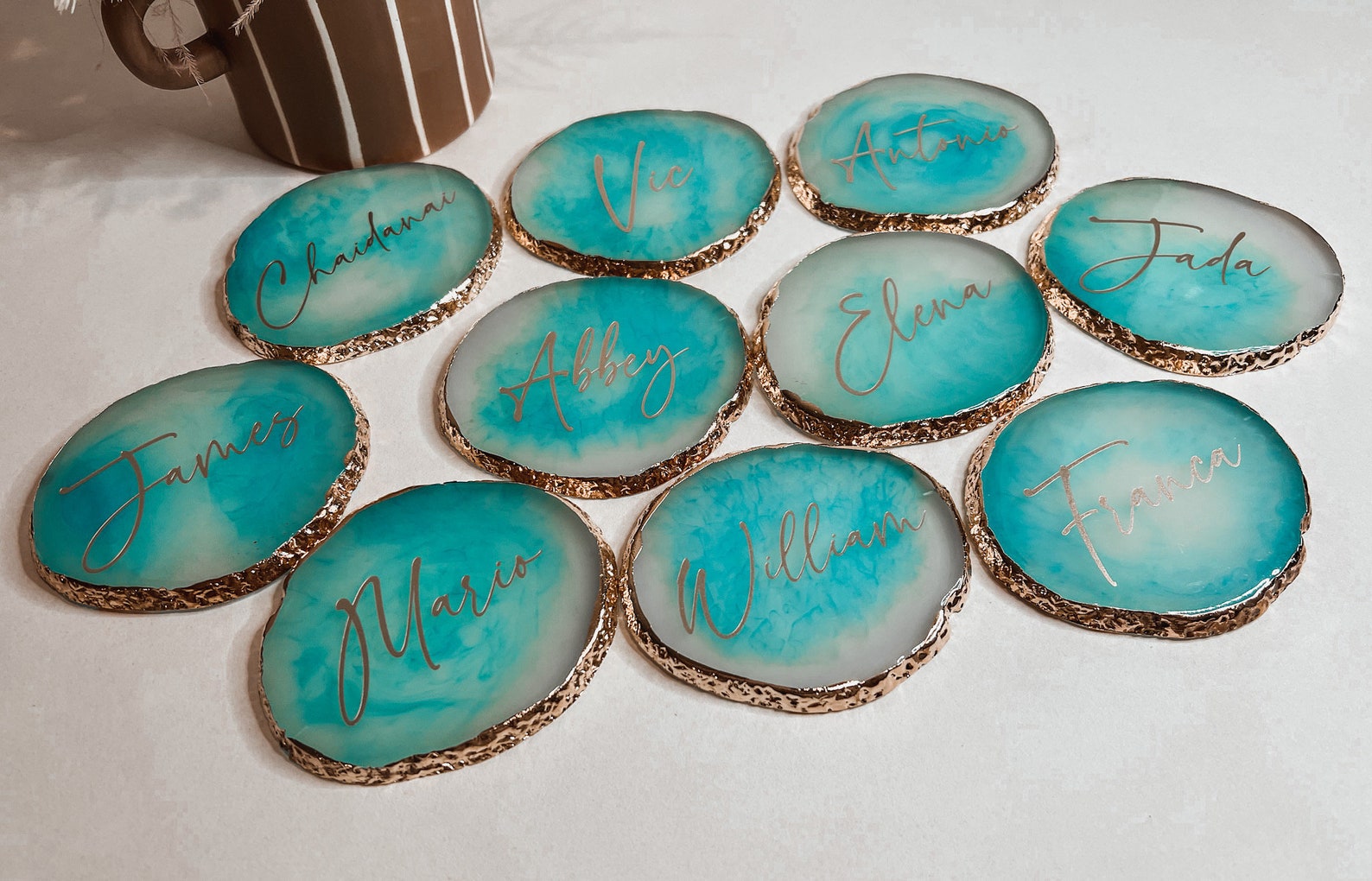 Agate Coaster RESIN Coaster Personalised Agate Wedding Etsy Australia