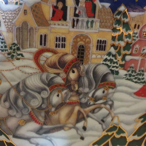 House of Faberge 1991 grote ovalen kerstschaal in uitstekende shops conditie