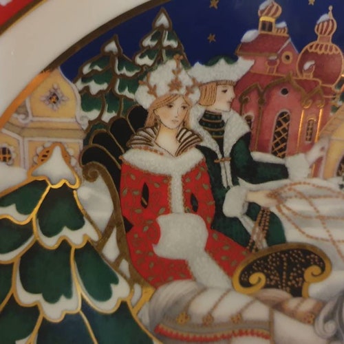 House of Faberge 1991 grote ovalen kerstschaal in uitstekende shops conditie